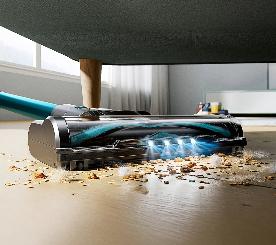 Two images of a shirtless man using a shaver, one in front of a mirror and one in the shower.